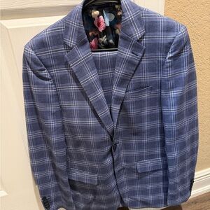 Men's Blue Plaid Blazer